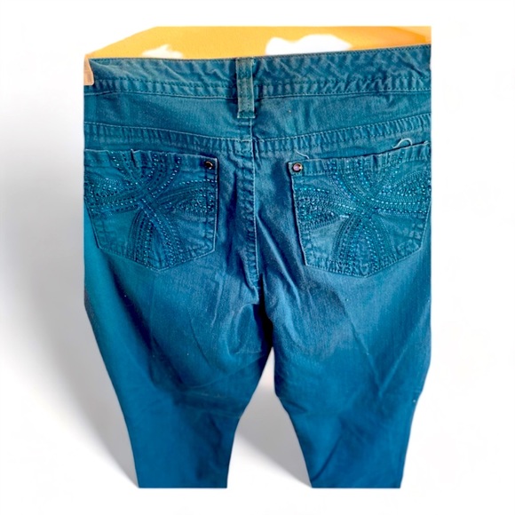 New Direction(Weekend) Teal Blue Jeans with Embellished Back Pockets- 12 - Picture 4 of 4